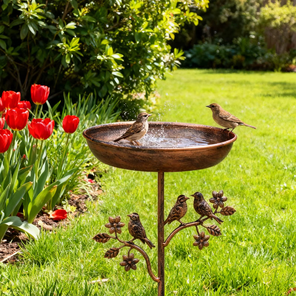 Vogeltränke Garten aus Eisen, freistehend, Vintage-Design