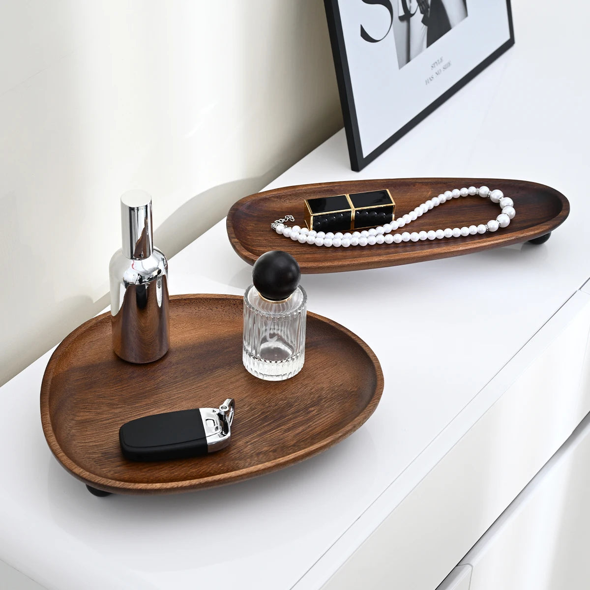 Wooden Oval Irregular Tray, Multifunctional Desktop Decorative Tray, Aromatherapy Storage, Key Tray, Jewelry & Accessories Organizer, Home Decor, 1Pc