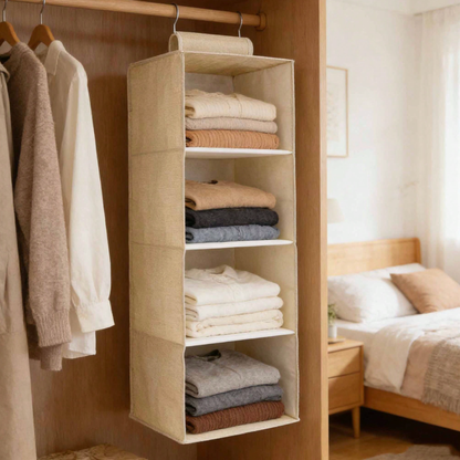 Hängender Schrankorganizer mit 3 bis 5 Fächern aus Vlies