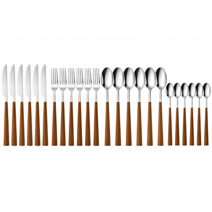 Besteck-Set Edelstahl mit Holzoptik-Griff, 16 & 24-tlg.
