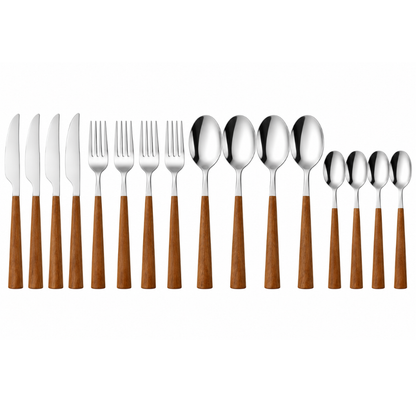 Besteck-Set Edelstahl mit Holzoptik-Griff, 16 & 24-tlg.