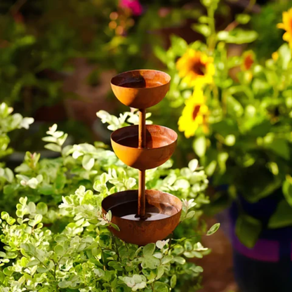 Vogeltränke Garten 3-stufig aus Eisen, freistehend