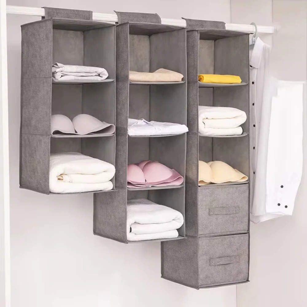 Hängender Schrankorganizer mit 3 bis 5 Fächern aus Vlies