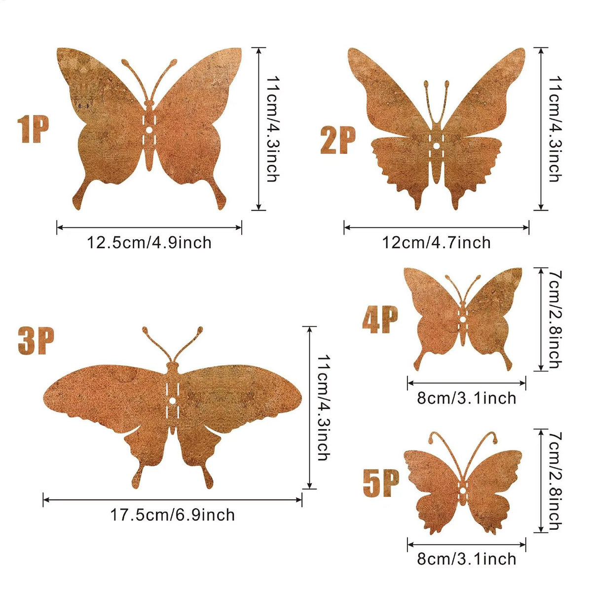 Schmetterling Wanddeko aus Metall, 15er Set