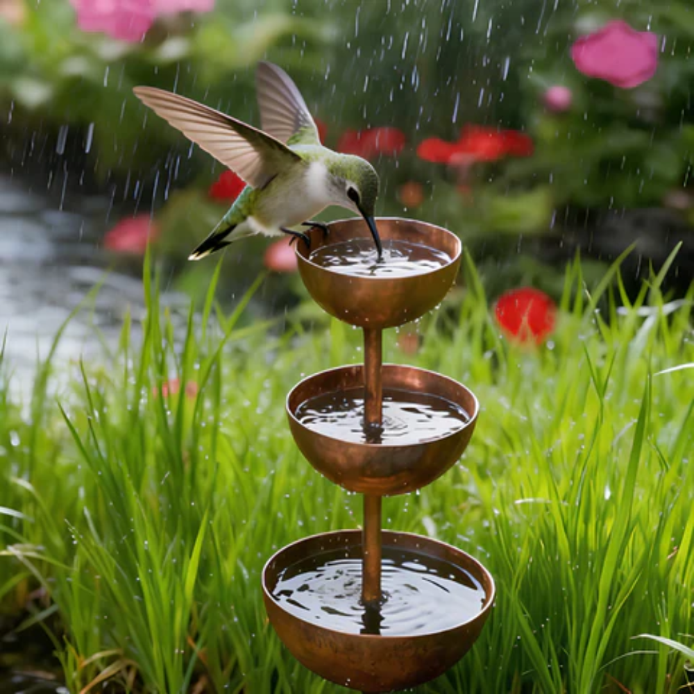 Vogeltränke Garten 3-stufig aus Eisen, freistehend