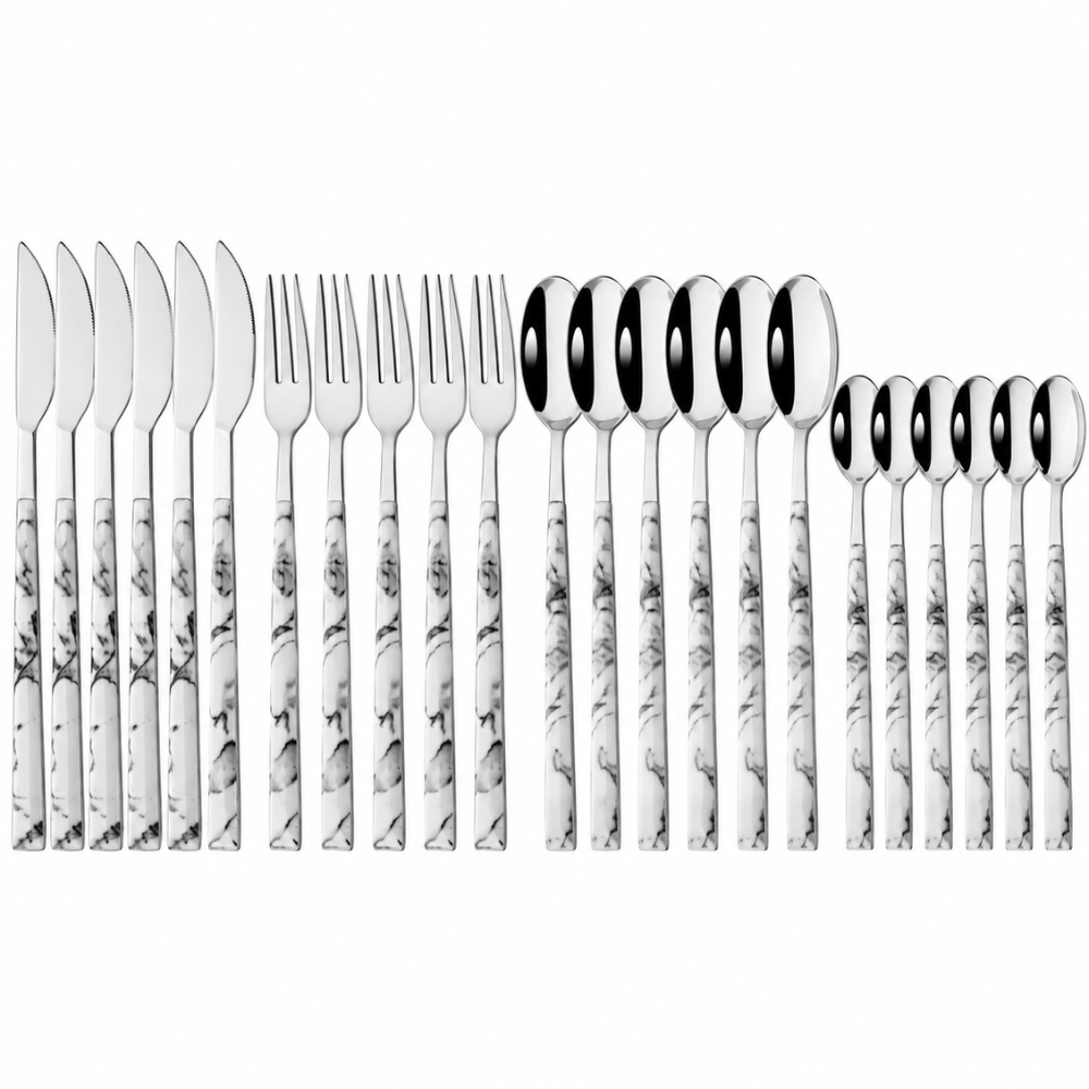 Besteck-Set Edelstahl mit Holzoptik-Griff, 16 & 24-tlg.