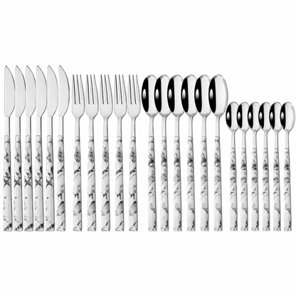 Besteck-Set Edelstahl mit Holzoptik-Griff, 16 & 24-tlg.