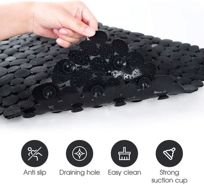 Non-Slip Pebble Bathroom Mat with Suction Cups and Drain Holes Safe Shower Bath Bathtub Mat Bathroom Accessories