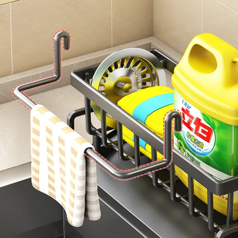 Kitchen Stainless Steel Sink Drain Rack Sponge Holder Faucet Storage Soap Drainer Towel Rack Shelf Organizer Accessories