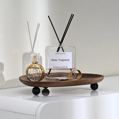 Wooden Oval Irregular Tray, Multifunctional Desktop Decorative Tray, Aromatherapy Storage, Key Tray, Jewelry & Accessories Organizer, Home Decor, 1Pc