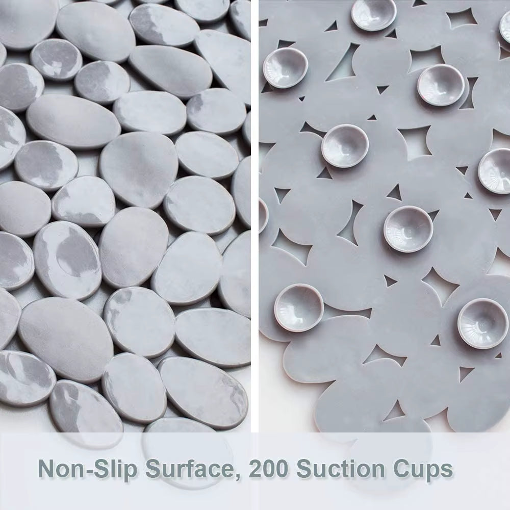 Non-Slip Pebble Bathroom Mat with Suction Cups and Drain Holes Safe Shower Bath Bathtub Mat Bathroom Accessories