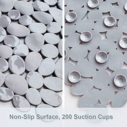 Non-Slip Pebble Bathroom Mat with Suction Cups and Drain Holes Safe Shower Bath Bathtub Mat Bathroom Accessories