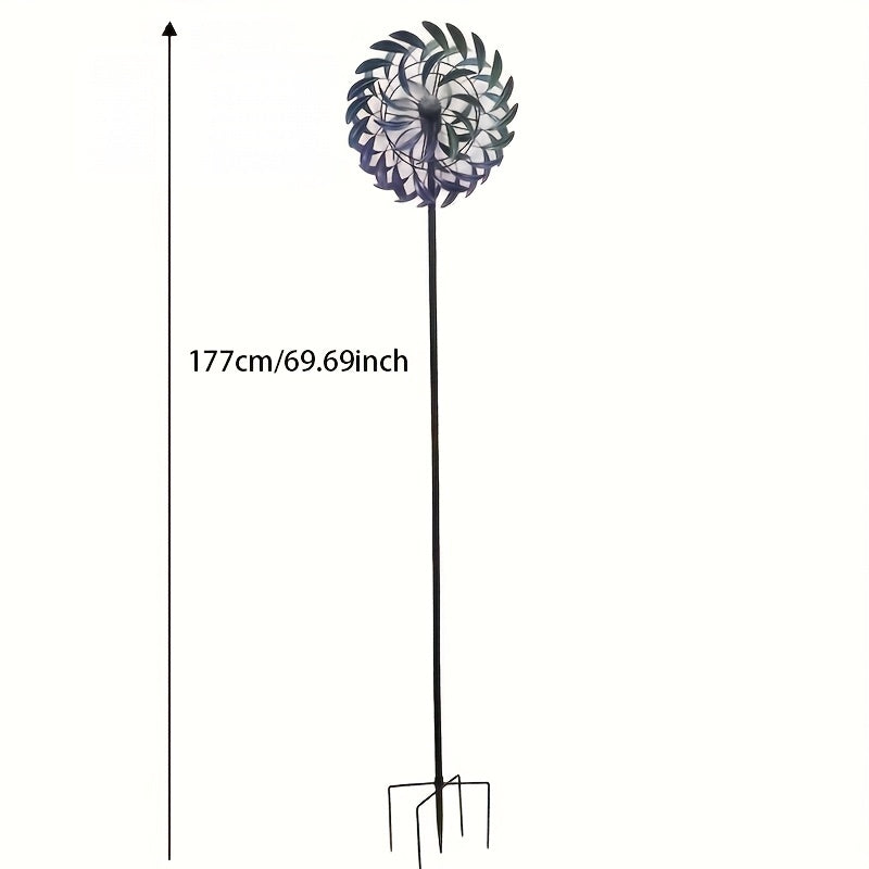 Metall Windspinner Garten 177 cm mit lila-blauen Blättern