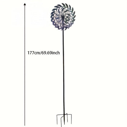 Metall Windspinner Garten 177 cm mit lila-blauen Blättern