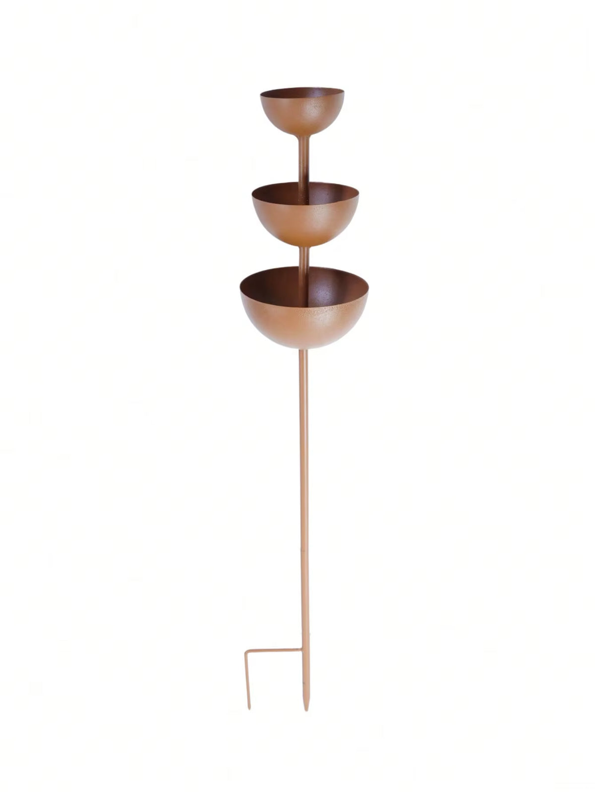 1Pc Vintage Iron Rainwater Collector - Garden Decorative Ground Stake with Bird Feeder and Bee Waterer