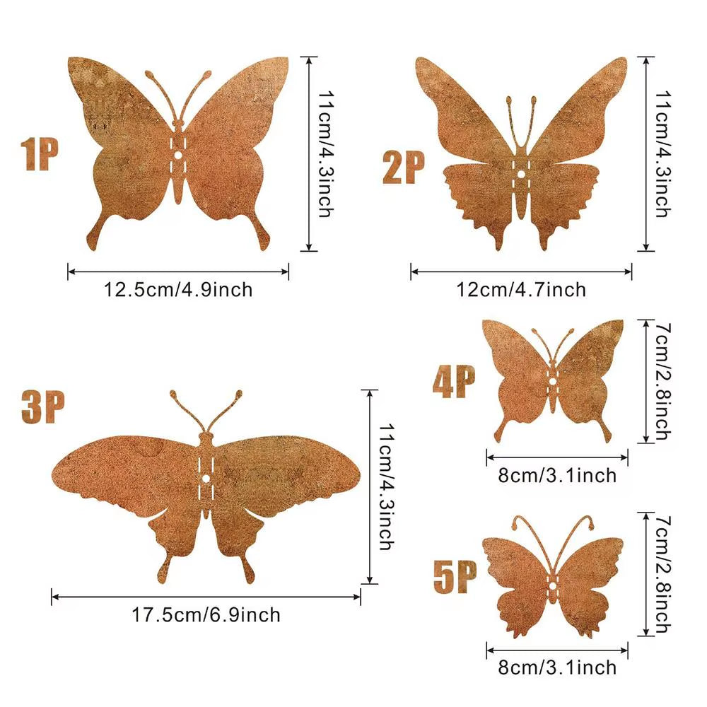 Schmetterling Wanddeko aus Metall, 15er Set