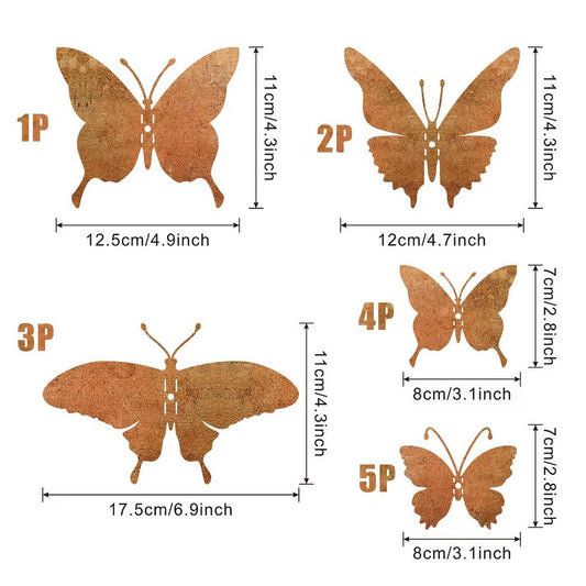 Schmetterling Wanddeko aus Metall, 15er Set