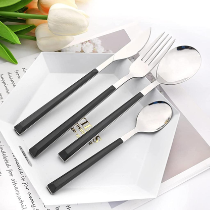 Besteck-Set Edelstahl mit Holzoptik-Griff, 16 & 24-tlg.