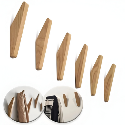 Wandhaken aus Massivholz, skulpturales Design, 2 & 4 Stk.