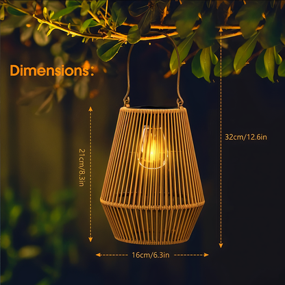 CageRattan Solar Hängelaterne aus Rattan, wasserdicht