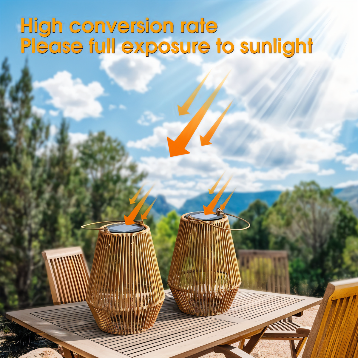 CageRattan Solar Hängelaterne aus Rattan, wasserdicht