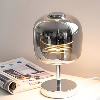 Gleam Lamp Tischlampe aus rauchgrauem Glas, dimmbar, USB