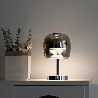 Gleam Lamp Tischlampe aus rauchgrauem Glas, dimmbar, USB