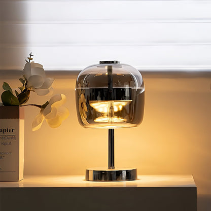 Gleam Lamp Tischlampe aus rauchgrauem Glas, dimmbar, USB