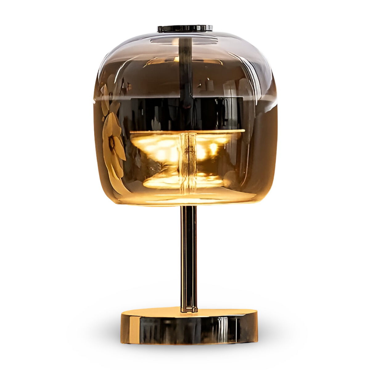 Gleam Lamp Tischlampe aus rauchgrauem Glas, dimmbar, USB