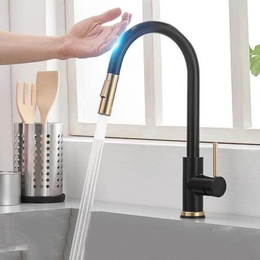 Küchenarmatur ausziehbar mit Touch-Sensor aus Messing
