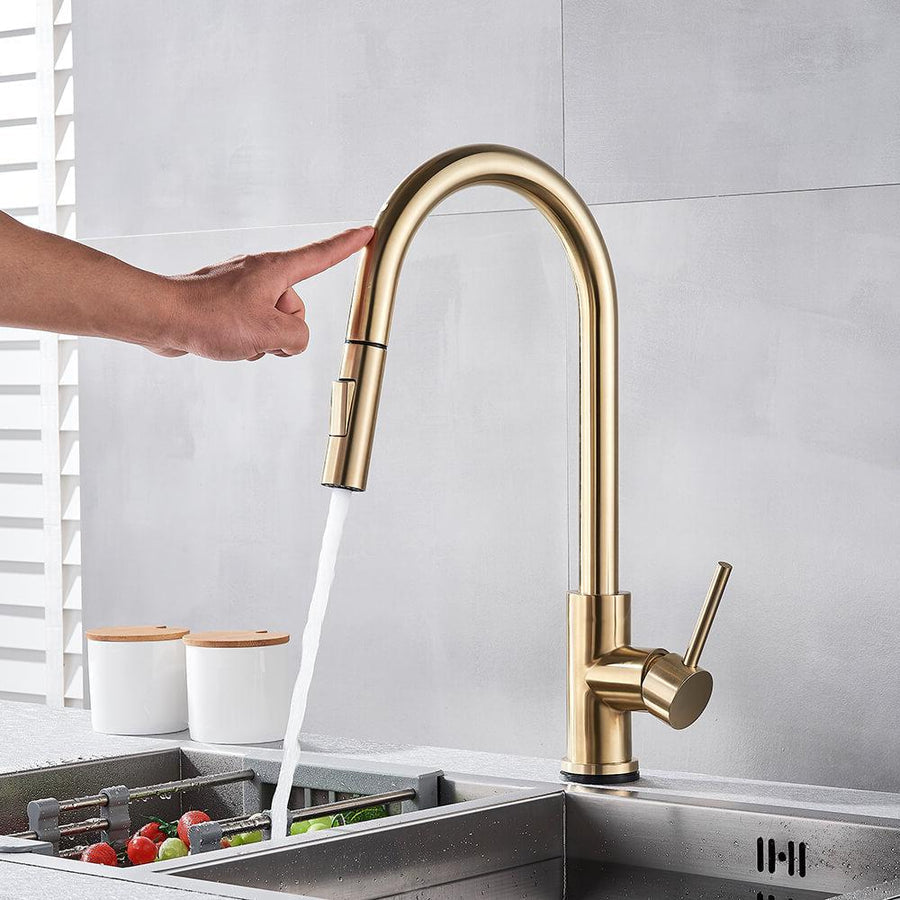 Küchenarmatur ausziehbar mit Touch-Sensor aus Messing
