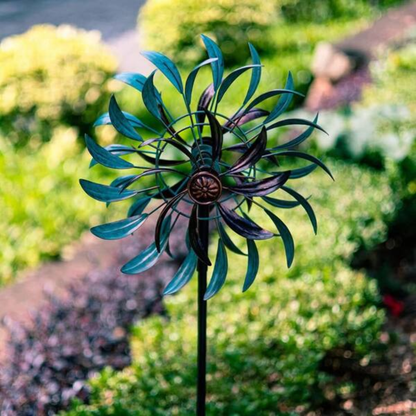 Metall Windspinner Garten 177 cm mit lila-blauen Blättern