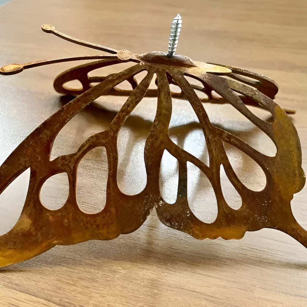 Schmetterling Wanddeko aus Metall, 12 Stück, Rost-Optik