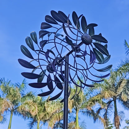 Metall Windspinner Garten 177 cm mit lila-blauen Blättern