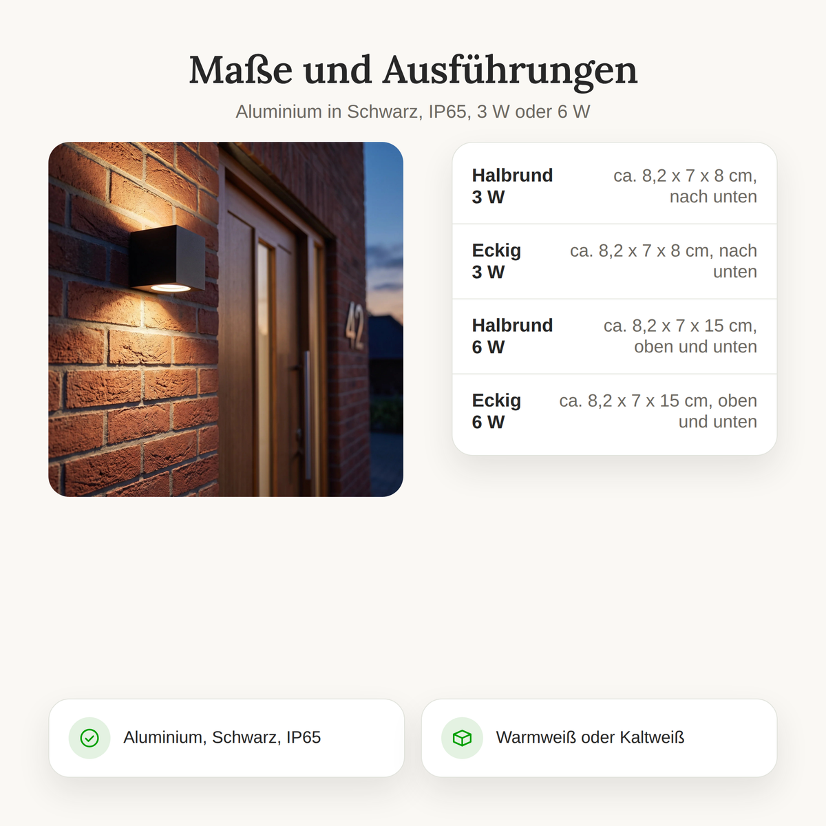 LED Aussenlampe Wand schwarz IP65 aus Aluminium
