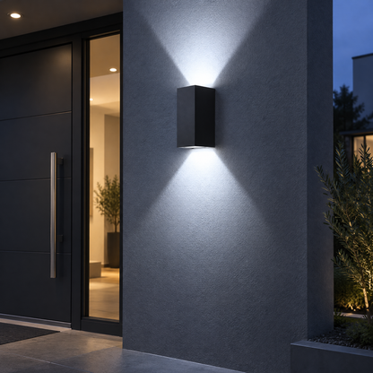 LED Aussenlampe Wand schwarz IP65 aus Aluminium