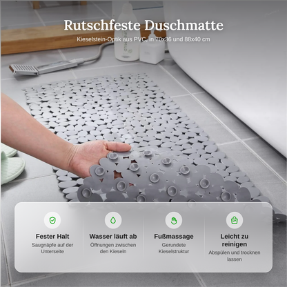 Rutschfeste Duschmatte Kieselstein-Optik mit Saugnäpfen