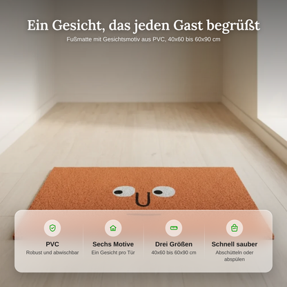 Fussmatte mit Gesichtsmotiv, rutschfest, 40x60 bis 60x90 cm