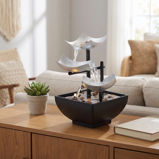 Zimmerbrunnen mit Kaskade auf dem Sideboard