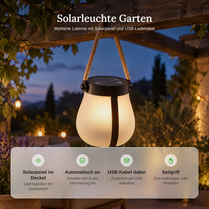 Solarleuchte Garten zum Aufhängen Ø 12 cm, USB aufladbar