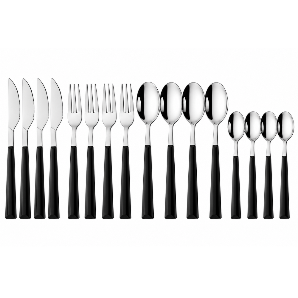 Besteck-Set Edelstahl mit Holzoptik-Griff, 16 & 24-tlg.