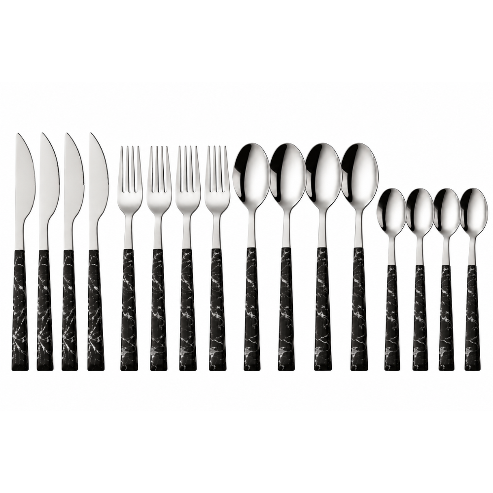 Besteck-Set Edelstahl mit Holzoptik-Griff, 16 & 24-tlg.