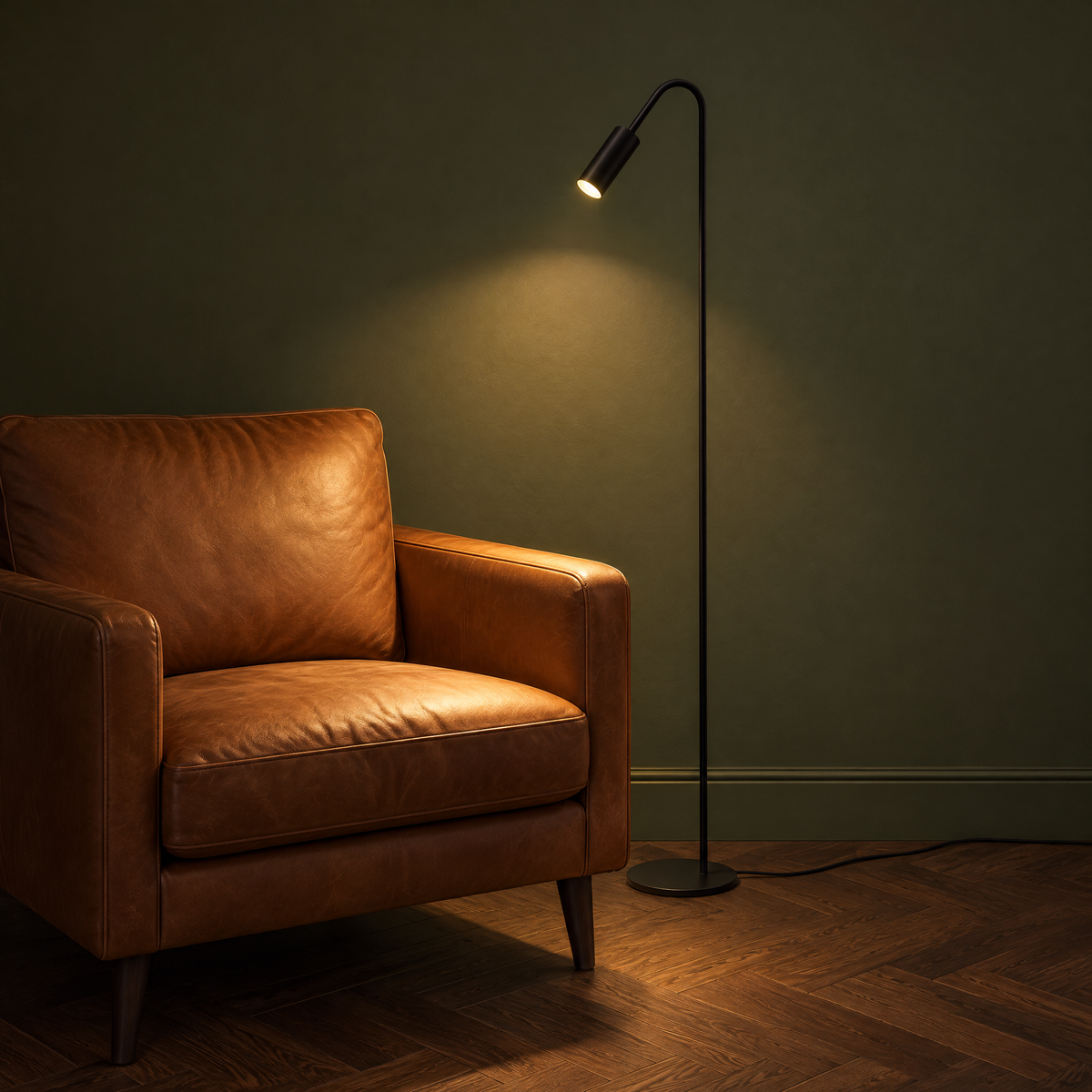 Geschwungene Stehlampe aus Kupfer mit Spot, 130 & 150 cm