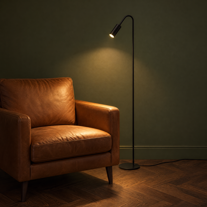 Geschwungene Stehlampe aus Kupfer mit Spot, 130 & 150 cm
