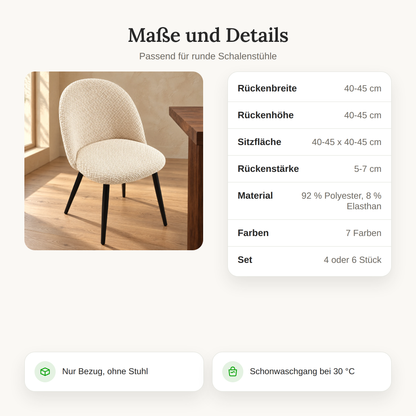 Elastische Stuhlhussen 4er & 6er Set für Schalenstühle
