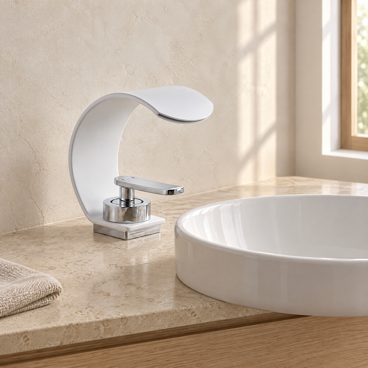 Wasserfall Waschtischarmatur 15 cm, Einhebel, Edelstahl