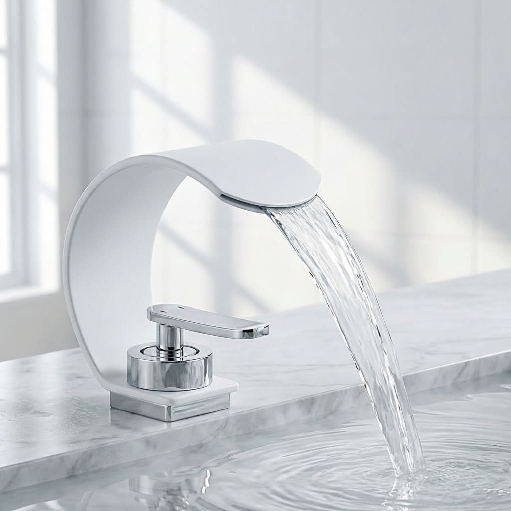 Wasserfall Waschtischarmatur 15 cm, Einhebel, Edelstahl