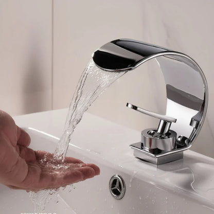 Wasserfall Waschtischarmatur 15 cm, Einhebel, Edelstahl
